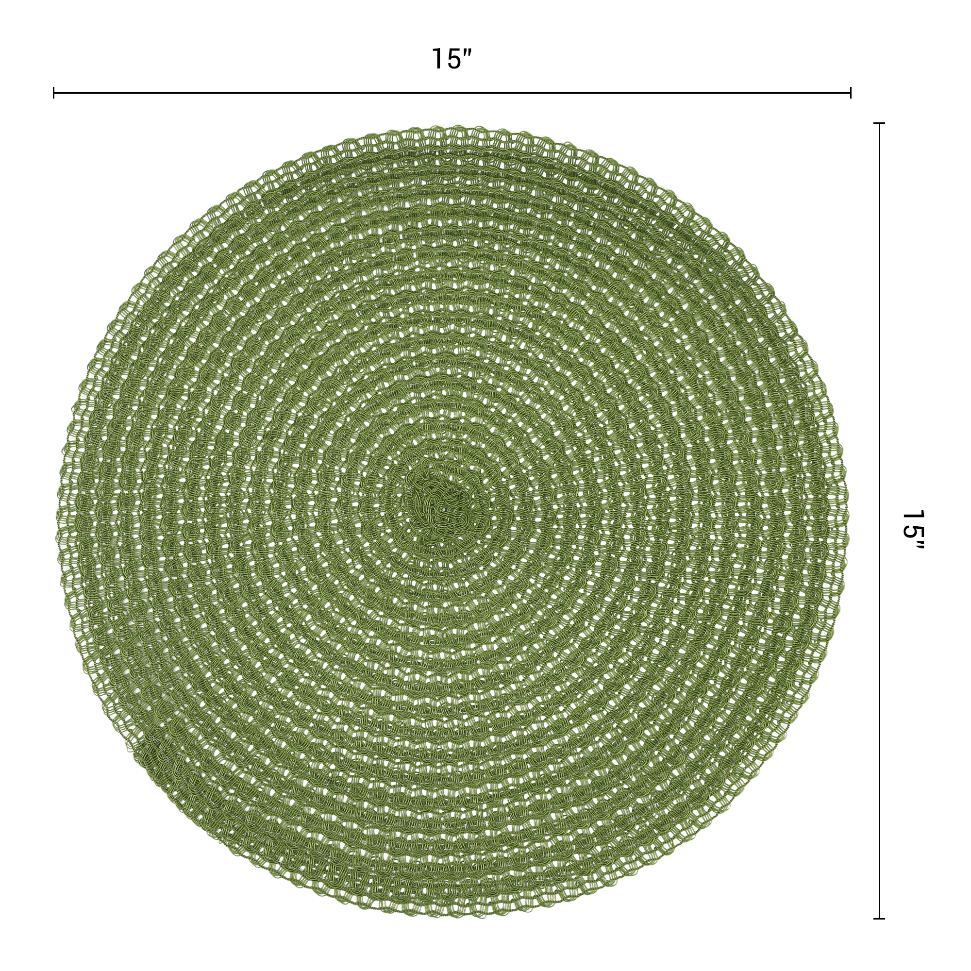Unique Bargains Set of 6 Round Woven Placemats for Dining Table Green