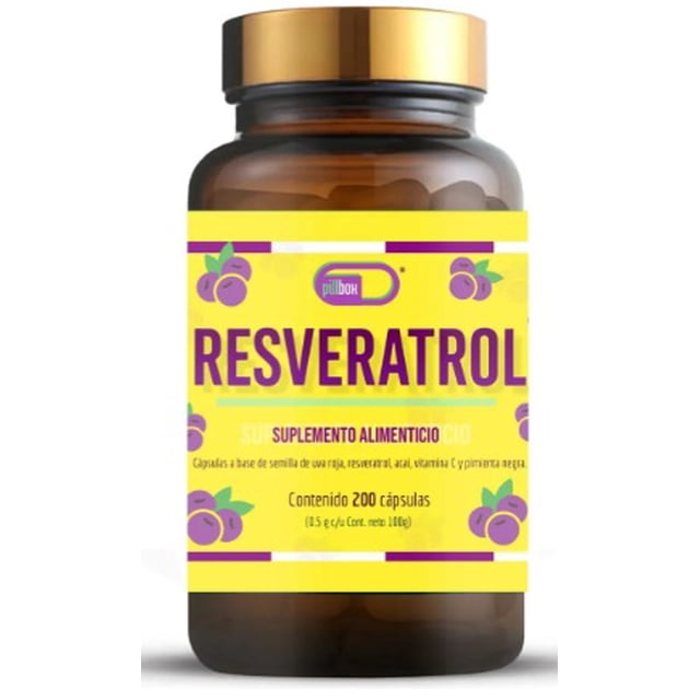 Pillbox Resveratrol Suplemento, 200 Cápsulas, 3 Meses