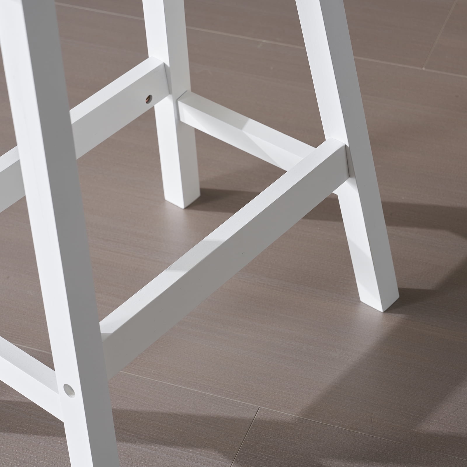 Ktaxon Set of 2 Saddle Seat Bar Stools 24" Wood Dining Room Kitchen Pub Chair, White