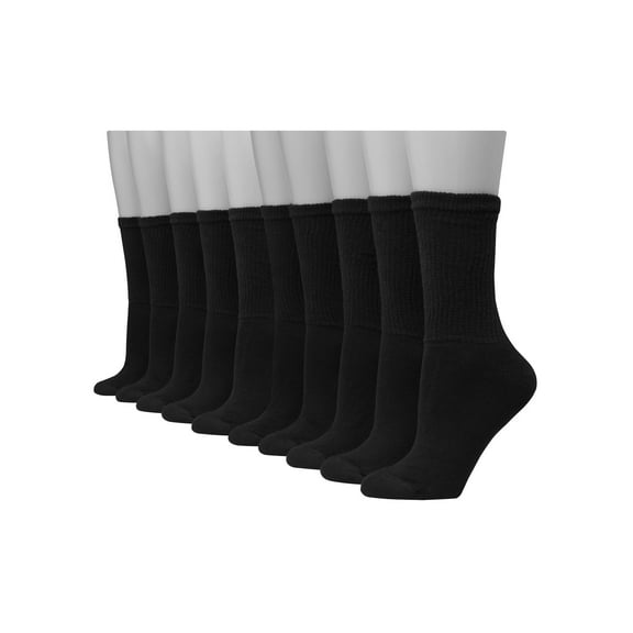 Hanes Women's Crew Socks, Cushioned, 10-Pack, Size 5-9