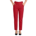 thumbnail image 2 of Cagogo Women's High Waisted Ankle Pants Plus Size with Pockets Wide Leg Elegant Office Trousers Casual Summer Work Trousers, Red 3XL, 2 of 6