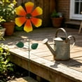 thumbnail image 4 of Metal Flowers for Outside Iron Garden Stakes Decorative with Rotating Petals, 22.84 Inches Tall for Courtyard Yard Ornament, 4 of 6