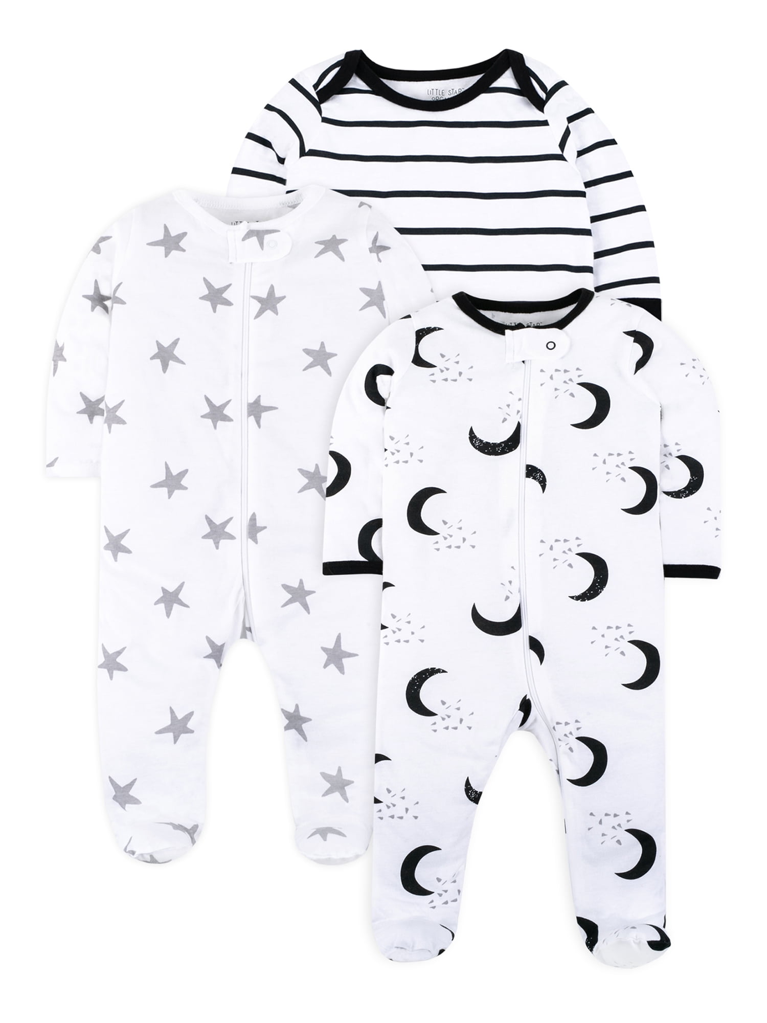 Little Star Organic Baby Unisex 3Pk Sleep n Play, Size NB-9M