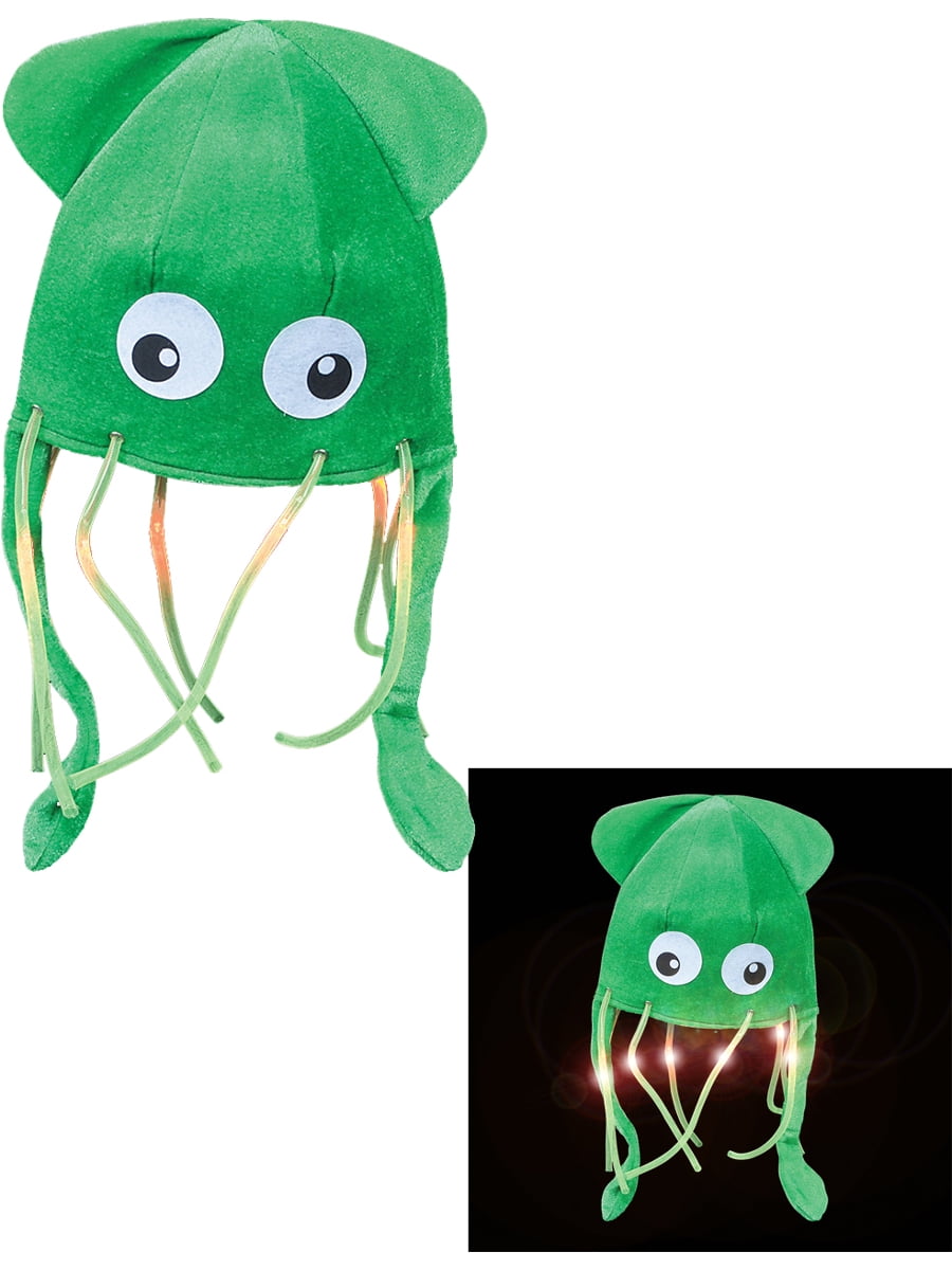 Light Up Green Squid Hat Funny Animal Party Hat Cap Costume Accessory