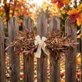 thumbnail image 4 of Autumn DecorationsforHome, Fall Wreath Decorations, Faux Branches, Woven Bow, Horizontal Wall Mounting, Warm Brown Tones, 24 In, 1 Pc, 4 of 8