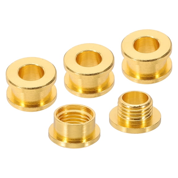 Uxcell 5mm(1/5 inch) Solid Brass Hole Eyelets, 4 Pcs Flat Self Backing Grommets with Washer for Leather Craft, Imitation Gold