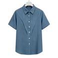 thumbnail image 5 of AherBiu Button down Shirts for Women Short Sleeve Collared Lapel V Neck Lightweight Summer Casual Tops Work Blouse, 5 of 8