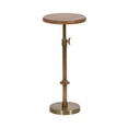 thumbnail image 5 of Kate and Laurel Engles Modern Adjustable-Height Pedestal Drink Table, 10 x 10 x 30, Walnut Brown and Brass, Mid-Century Round Indoor Metal Plant Stand with Solid Wood Tabletop, 5 of 12