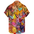 thumbnail image 1 of Summer Men's Shirts Colorful Graffiti 3D Printing Hawaiian Shirts Single Row Button Short Sleeves Men's Trend Loose Tops, 1 of 5
