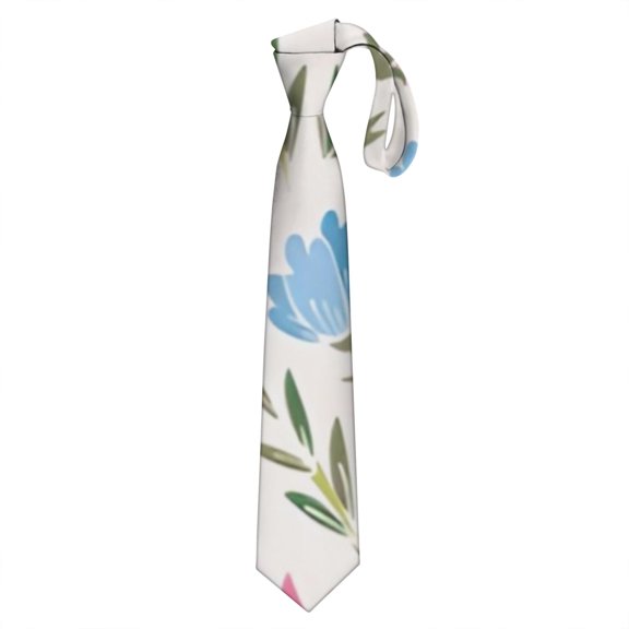 Watercolor Tie & Pocket Square Combo: Artistic Wildflower Tie, Unique and Modern for Everyday Wear