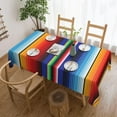 thumbnail image 2 of Rectangle Colorful Mexican Table Cloth for Dining Tables, Reusable Rainbow Colorful Stripe Tablecloths Decor Tabletop Kitchen Bright Lines Table Cover for Holiday,Picnic,Party, 60x84 Inch, 2 of 7