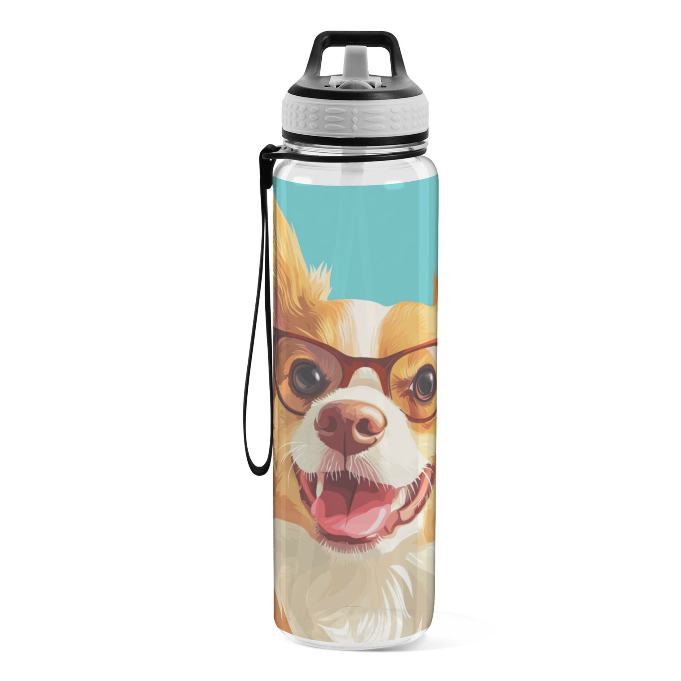 Sports Water Bottle 1000ML Tritan Food Grade Clear Water Bottle Fitness Outdoor Sports Bike Dog with Glasses