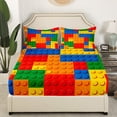 thumbnail image 2 of Erosebridal Games Bed Sheets Adults,Color Building Blocks Fitted Sheet Twin Size,Reversible Toy Brick Bed Set,3D Construction Bedding Set with 1 Pillowcase,no Top Sheet（No Top Sheet）, 2 of 5