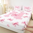 thumbnail image 4 of Erosebridal Aesthetic Coquette Bowknot Queen Sheet Sets,Letter M Monogrammed Bed Set For Girls Kids 4pcs, 4 of 6