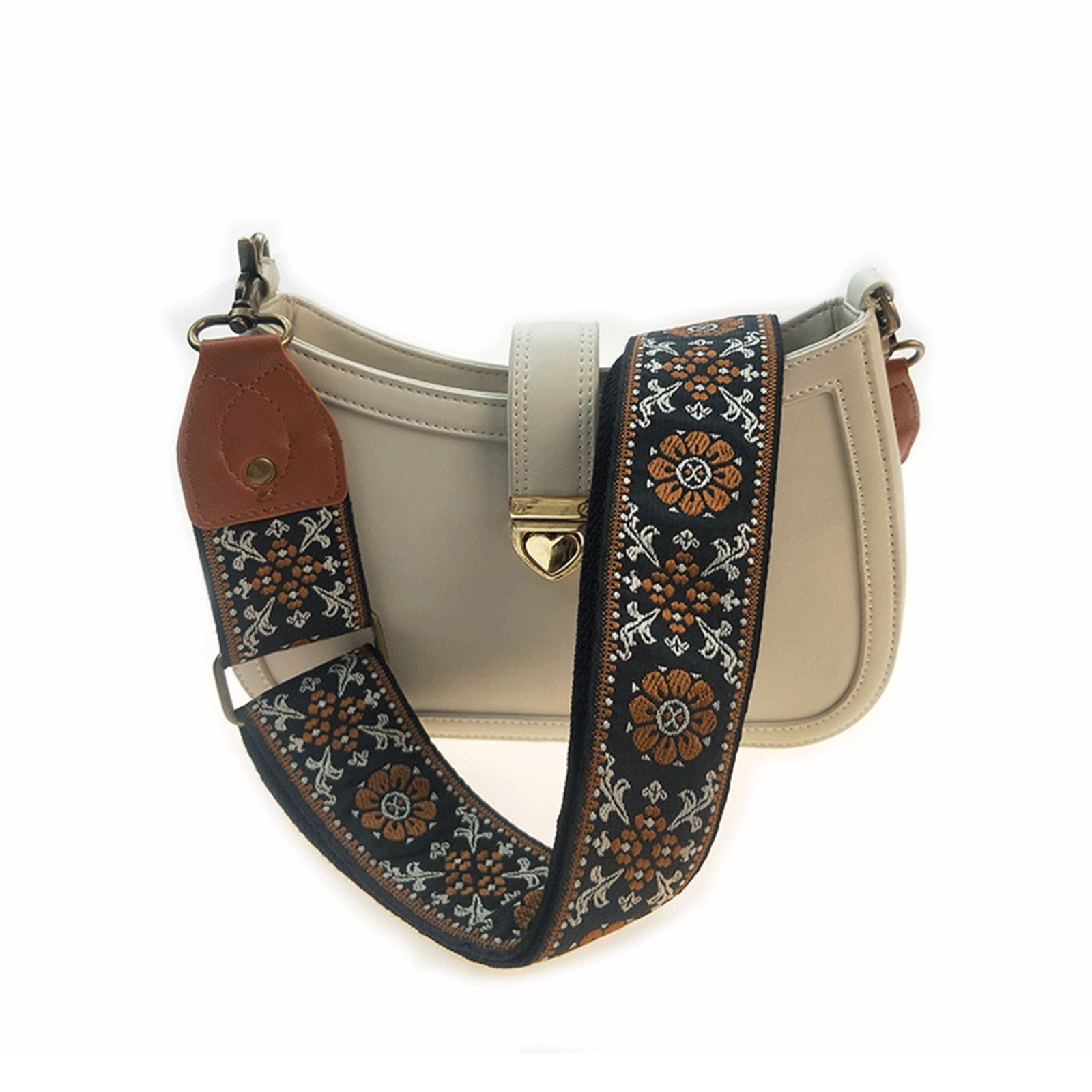 Purse Strap, 2Wide Full Grain Cowhide Shoulder Strap Adjustable  Replacement,Jacquard Embroidery Multi-pattern Crossbody Bag Straps for