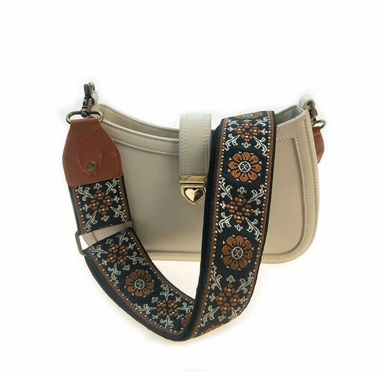 QYMHOODS Purse Strap 2 inchCowhide Head Wide Shoulder Strap Adjustable Replacement,Retro Jacquard Embroidery Multi-Pattern Crossbody Bag Straps for