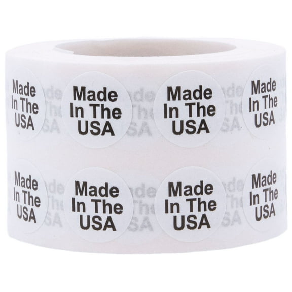 White with Black Made in USA Circle Dot Stickers, 1/2 Inch Round, 1000 Labels on a Roll