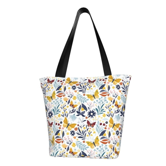 Xecao Flowers Butterfly for Tote Bag for Women -Tote Shoulder Bag with A Little Pocket Inside, Perfect for Travel and Work.