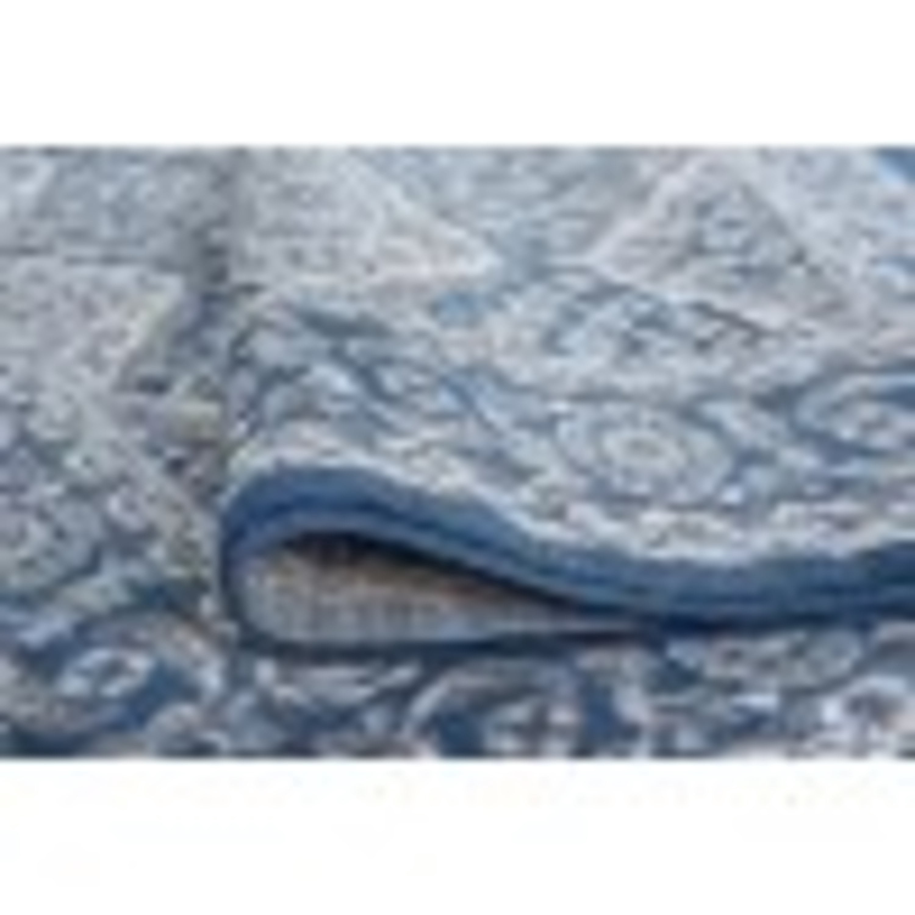 Hampton Traditional 4' x 5' Navy and Cream Polypropylene Indoor Area Rug