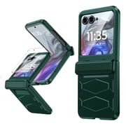 Vizvera for Motorola Motorola Razr 2024/Razr 2025//Razr 2026 Case with Hinge Cover,Built-in Screen Protector Shockproof All-Inclusive Smartphone Wireless Charging Cover-Green