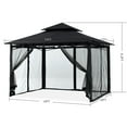 thumbnail image 2 of MASTERCANOPY 11' x 11' Outdoor Patio Gazebo Double Roof Steel Frame with Mesh Walls, Black, 2 of 8