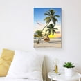 thumbnail image 3 of Beach Seaside Canvas Wall Art: Coastal Coconut Trees Painting Ocean Swing Hanging on Palm Tree Picture Seascape Sunset Artwork Decor for Living Room Bathroom 16" x 11", 3 of 6