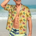 thumbnail image 7 of Gukieu Ocean And Sea And Sand Print Men's Short-sleeved Shirts, Button-down Lapel Hawaiian Shirts, T-shirts, Beach Vacation Summer Casual Wear,XX-Large, 7 of 7
