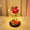 thumbnail image 4 of Glass Cover Wood Base Rose Flower String Light Romantic Night Light Home Decor Valentine's Day Gift, 4 of 7