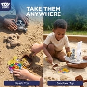 TOY Life Pirate Beach Toys for Kids Ages 4-8, 31PCS Pirate Ship Sand Toys Set with Treasure Coins & Gems, Sandbox Role Play Toys for Kids, Outdoor Beach & Travel Summer Adventure Toys