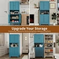 thumbnail image 5 of Tall Kitchen Pantry Storage Cabinet with Doors and Adjustable Shelves,Metal Cabinet with Microwave Stand,Large Freestanding Floor Cupboard for Living Room,Bathroom,Home Office (Blue), 5 of 7