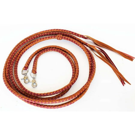 - Horse Western Leather Hand Braided Split Reins With Snaps Tack Rodeo 6658