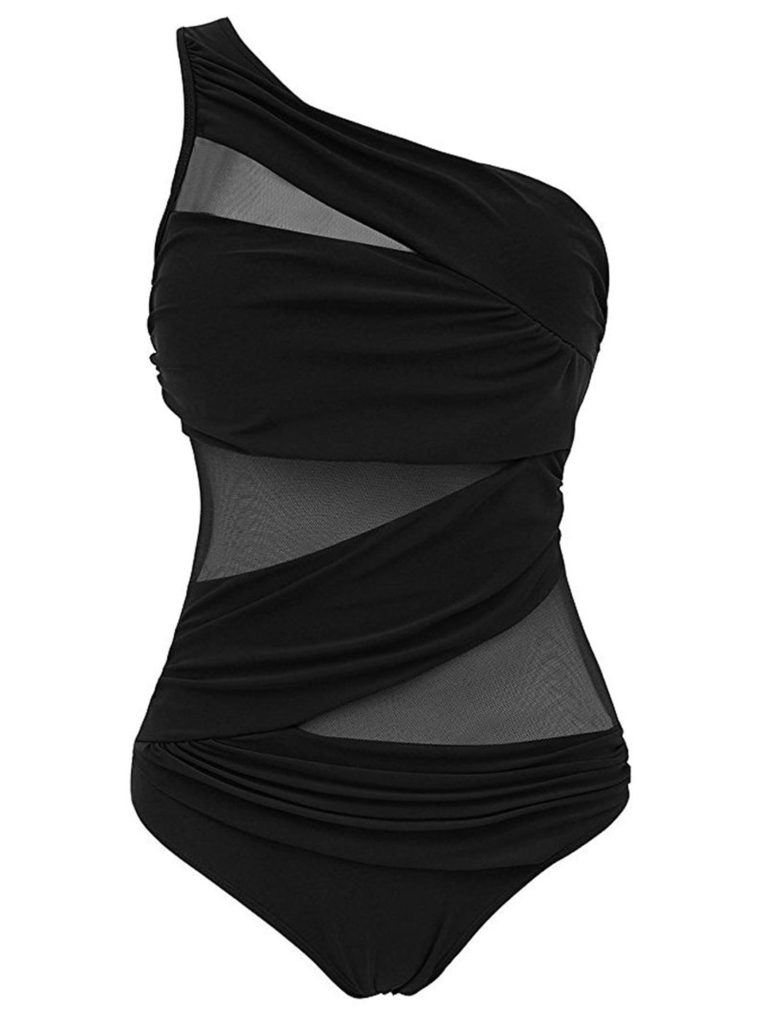 Jkerther Women One Piece Mesh See Swimsuit One Shoulder Off Plus Size
