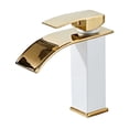thumbnail image 1 of Bearachild Grifo de lavabo de baño fácil de instalar y multifuncional grifo de lavabo de cascada lujoso Accesorios de baño oro blanco corto, 1 of 6