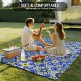 thumbnail image 4 of Vintage Boho Outdoor Rug for Patio/Deck/Porch, Non-Slip Large Area Rug 5 x 8 Ft, Middle Century Bohemia Style Patchwork Blue Indoor Outdoor Rugs Washable Area Rugs, Camping Rug Carpet Runner, 4 of 8