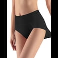 thumbnail image 3 of Ropa Interior Triangular Transpirable de Color Sólido para Mujer, Cintura Alta, Control de Abdomen y Levantamiento de Cadera. Negro S, 3 of 9