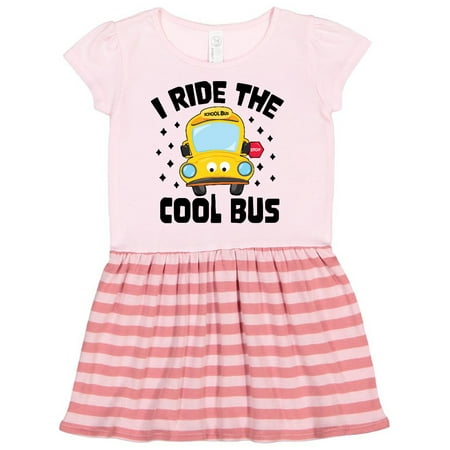 

Inktastic I Ride the Cool Bus with Yellow Bus Gift Toddler Girl Dress