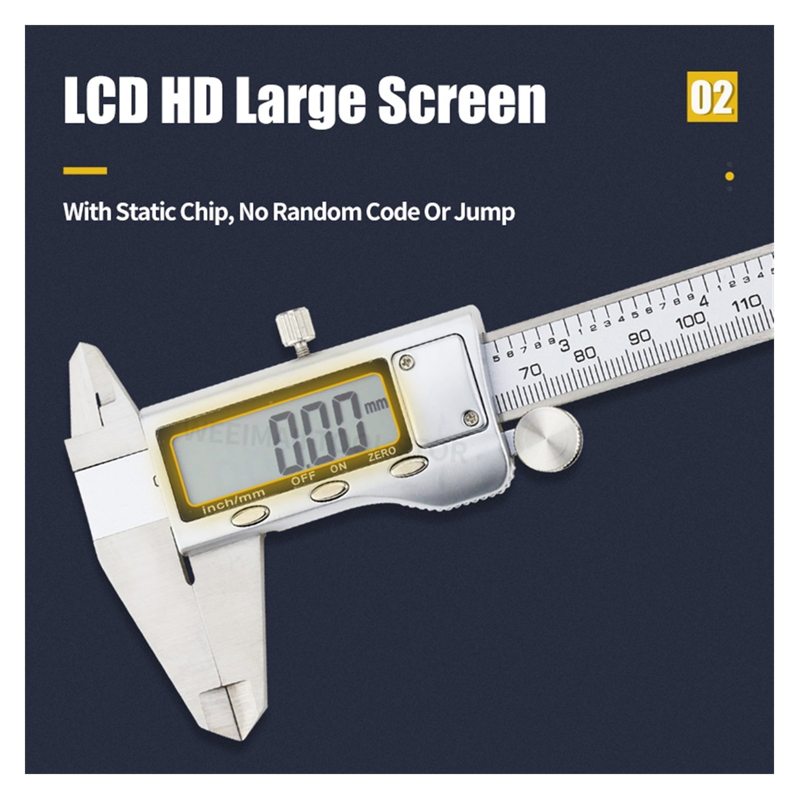 Digital Metal Caliper Stainless Steel Vernier Calipers Electronic Micrometer Ruler Depth Measuring Tool Gauge Instrument 0-150mm ,Easy to Operate