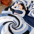 thumbnail image 5 of Manfei Adult Modern Abstract 7 Pieces Bedding Comforter Set, Fashion Stripe Ombre Minimalst Full Bedding Set, Blue Swirl Spiral Reversible Fitted Sheet Flat Sheet, Luxury Bedroom Decor, 5 of 8