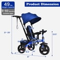 thumbnail image 5 of INFANS Kids Tricycle, 4 in 1 Stroll Trike with Adjustable Push Handle, Removable Canopy, Retractable Foot Plate, Lockable Pedal, Detachable Guardrail, Suitable for 10 Months to 5 Years (Blue), 5 of 5