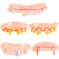 thumbnail image 2 of FELTECHELECTR piezas de dientes falsos de broma - Dientes de vampiro retorcidos de Halloween - Dientes feos y divertidos, accesorios de decoración de Halloween para fiestas de disfraces de Navidad., 2 of 3