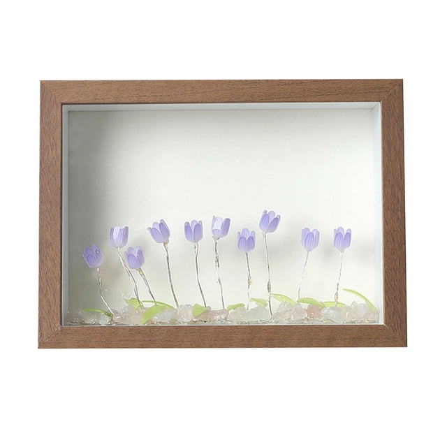 Marco de fotos DIY con luz nocturna de 6 pulgadas para parejas y niños, mesa luminosa. Púrpura Flor Marrón