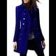 thumbnail image 1 of Abrigo Cruzado de Invierno para Mujer, Elegante Abrigo Tipo Gabardina de Mezcla de Larga con Cuello de Solapa y Botones Azul M, 1 of 6