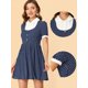 thumbnail image 2 of Vestido De Mujer Con Cuello En Contraste, Manga Corta, Cinturón Y Lunares Azul oscuro XL, 2 of 6