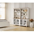 thumbnail image 7 of WAMPAT Farmhouse Bookcase, Bookshelf with Glass Doors, Large Wood Display Book Shelf with Adjustable Shelves and Storage Cabinet for Living Room, Bedroom, Library, Office, White (2PCS), 7 of 7