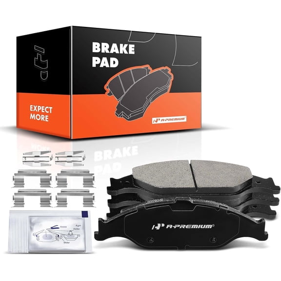 A-Premium Front   Ceramic Disc Brake Pads Set Compatible with Select Ford Models - For Mustang 1999 2000 2001 2002 2003 2004 with Hardware 4 Pcs