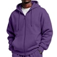 thumbnail image 3 of Men'S Sweatshirts Fleece Oversized Hooded Sweatshirt with Pockets Long Sleeve Zip Up Hoodie Warm Fall Sweatshirt,XXL,Purple, 3 of 9