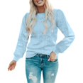 thumbnail image 1 of Gibobby Suéter para mujer, Suéter de manga larga con cuello redondo para mujer, de punto grueso, cálido(Azul claro,XG), 1 of 5