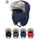 thumbnail image 1 of Gorros de invierno Luxtrada para hombre y mujer, gorro de caza estilo soldado, gorro ushanka, gorro de esquí con orejeras, resistente al viento, impermeable y cálido (azul marino), 1 of 8