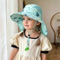 thumbnail image 2 of Oiyii Newborn Girl's Upf‑Protective Sun Hats Ocean Animal Printed Beach Excursion Bucket Hats Kids Headwear, Blue, 2 of 4