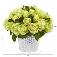 thumbnail image 2 of Nearly Natural 11in. Rose Artificial Arrangement in Embossed White Planter, 2 of 2